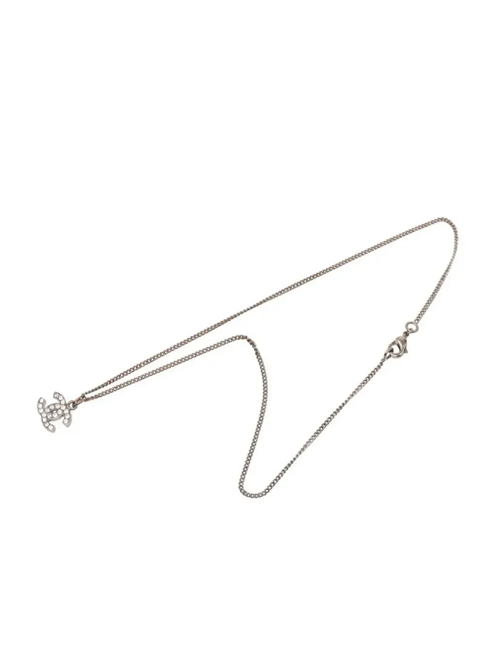 Chanel Cc Logo Pendant Necklace Silver- #299625C64B